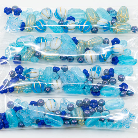 OUTLET 10 grams Glass Bead Mix By Kids, size mix, Blue Butterfly (blue-butterfly), Glass, Czech Republic