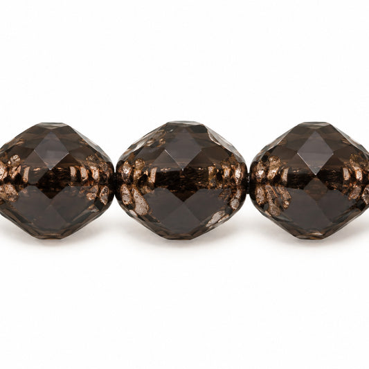 Wasp Special Cut Faceted Fire Polished Beads, Black Terracotta Violet (23980-15496), Glass, Czech Republic