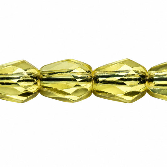 Faceted Fire Polished Beads Special Cut, Transparent Yellow Matte (80100-84110), Glass, Czech Republic