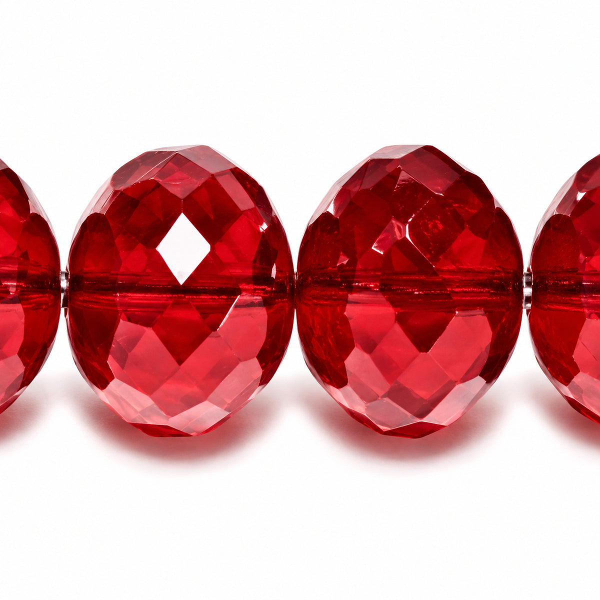Special Cut Faceted Fire Polished Beads, Transparent Red (90100), Glass, Czech Republic