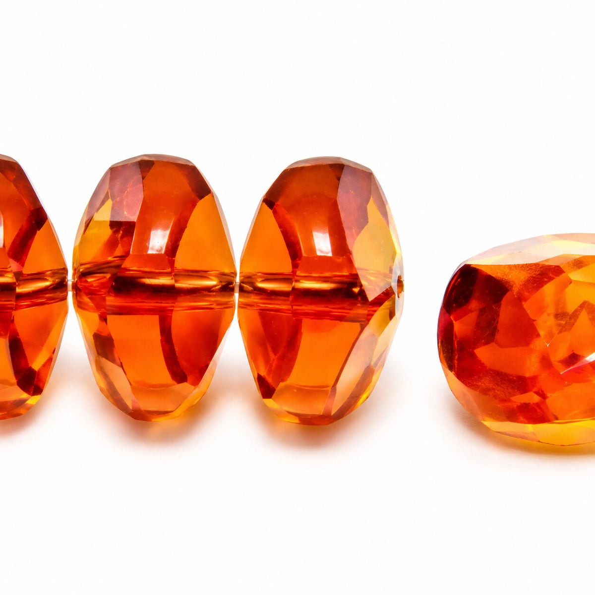 Faceted Special Cut Beads Rivoli, Transparent Orange (10080), Glass, Czech Republic