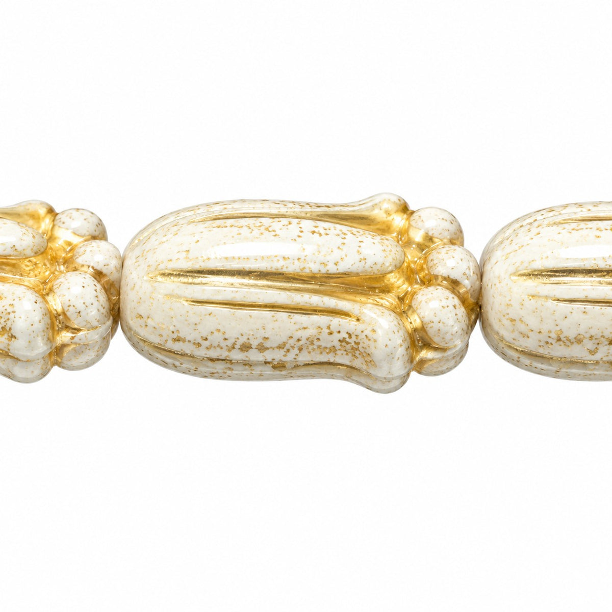 Tulip Flower Beads, White Gold Lined (02010-54202), Glass, Czech Republic