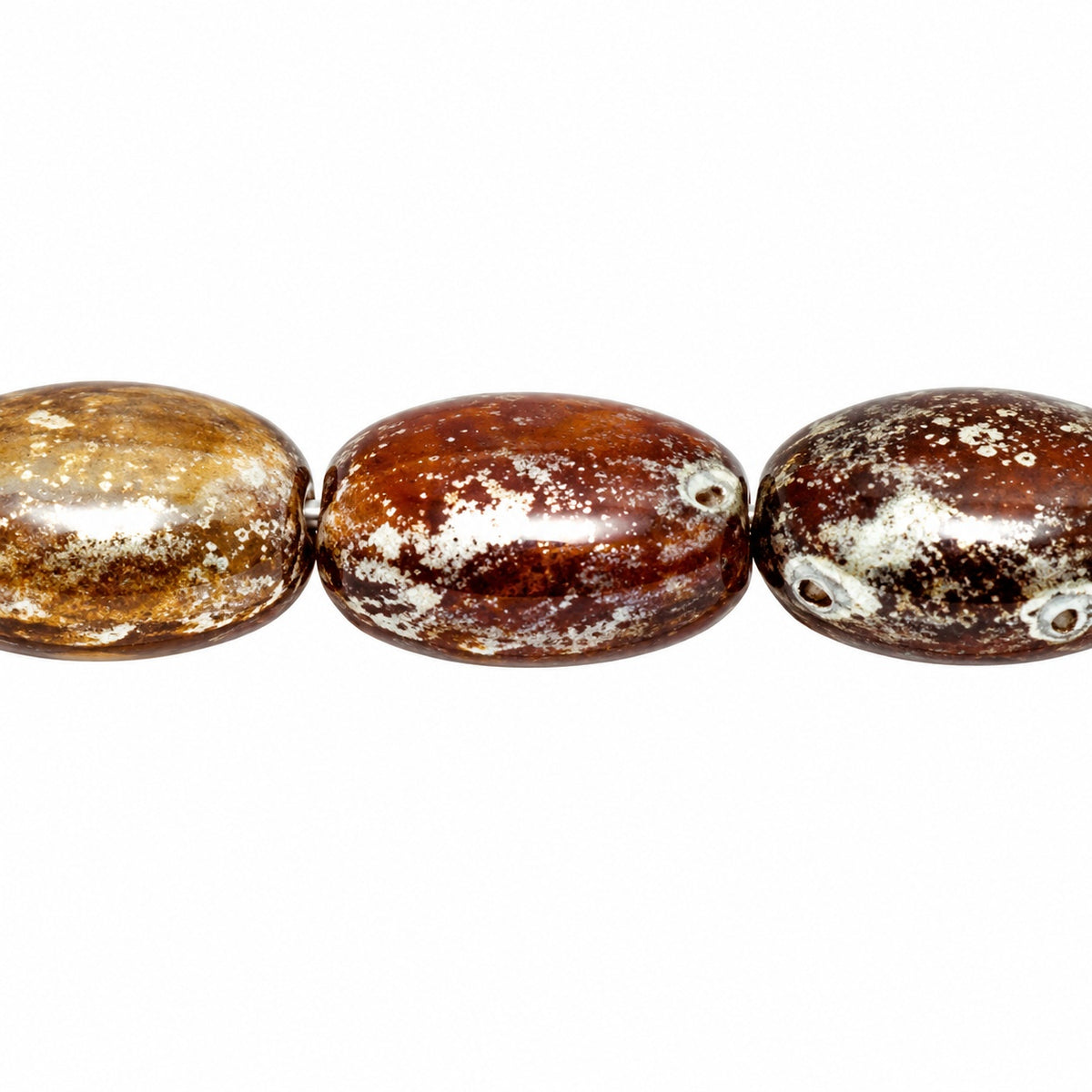 Oval Beads, X1924 Picasso (x1924-43400), Glass, Czech Republic