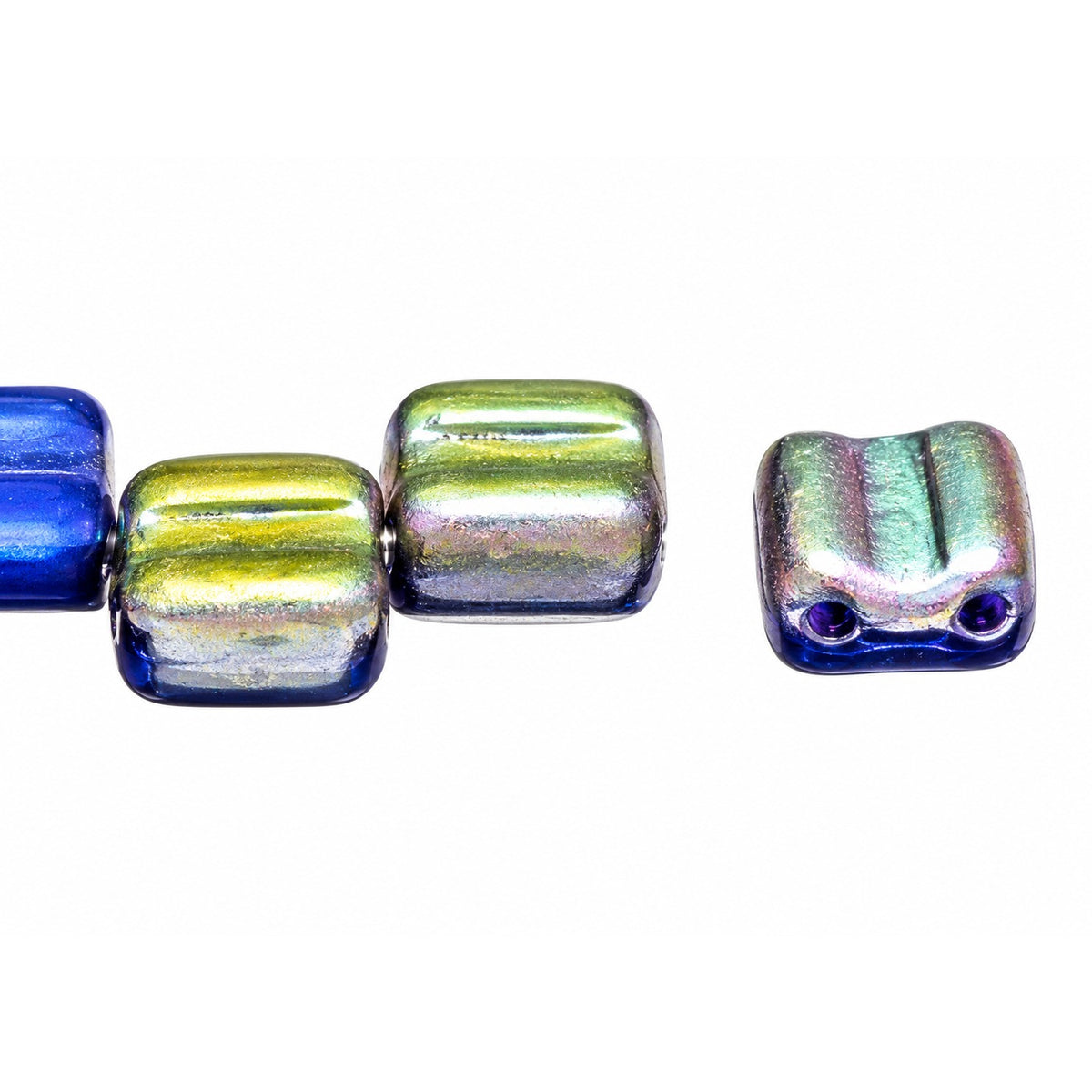 Silky 2-Hole Square Beads, Cobalt Matte Crystal Vitrail Medium Coating (30050-84110-28101), Glass, Czech Republic