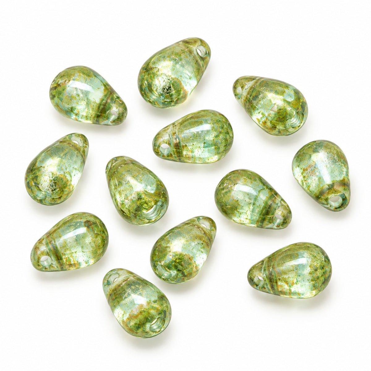 Drop Beads, Transparent Aqua Picasso 47902 (60010-43400-47902), Glass, Czech Republic