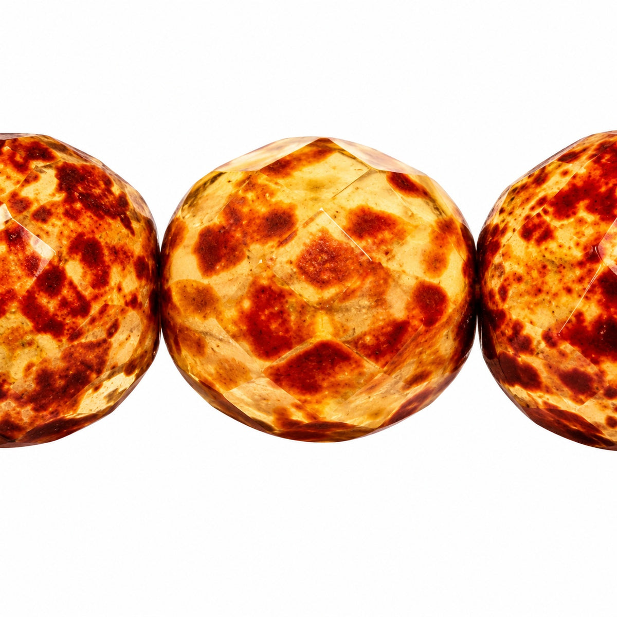 Faceted Round Fire Polished Beads, Chalk White Stain Strong (03000-86805), Glass, Czech Republic