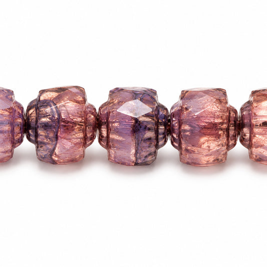 Cathedral Faceted Fire Polished Beads, X3198 Luster Violet Full Coated (x3198-14496), Glass, Czech Republic
