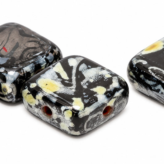 2-Hole Tile Beads, Black Stain Strong (23980-86805), Glass, Czech Republic