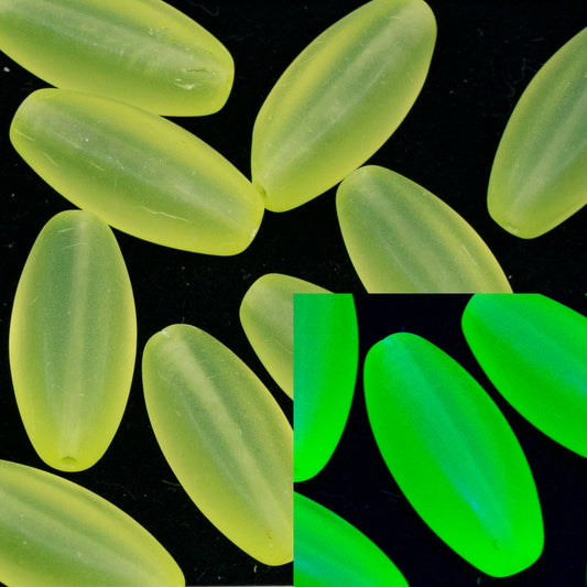 OUTLET 250g/50g Peeled Olive Beads, 20 x 10 mm, Transparent Yellow Matte (80130-84100), Glass, Czech Republic
