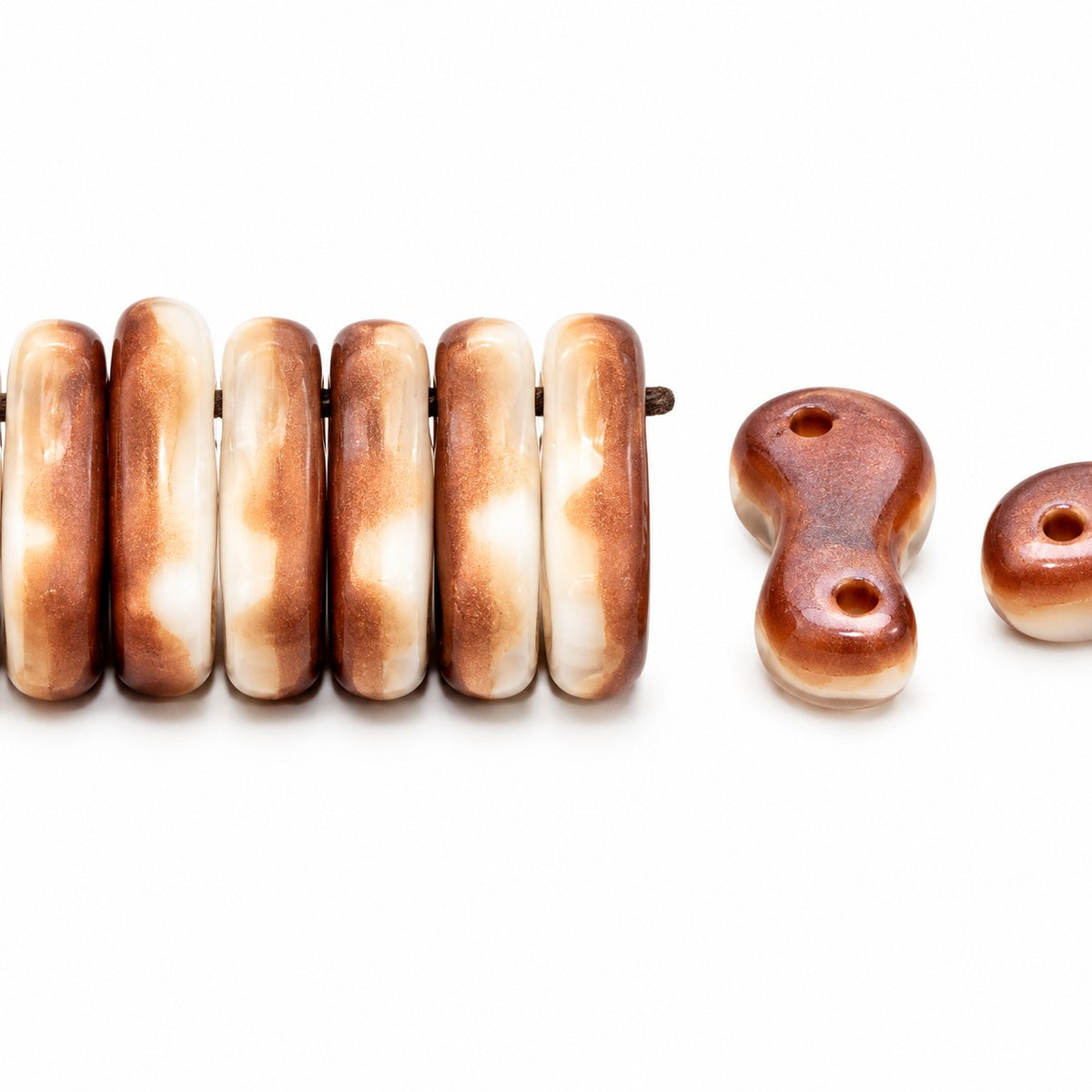 2-Hole Pressed Beads, Chalk White Matte 29131 (03000-84110-29131), Glass, Czech Republic