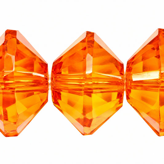 Special Cut Faceted Fire Polished Beads, Transparent Orange (90040), Glass, Czech Republic