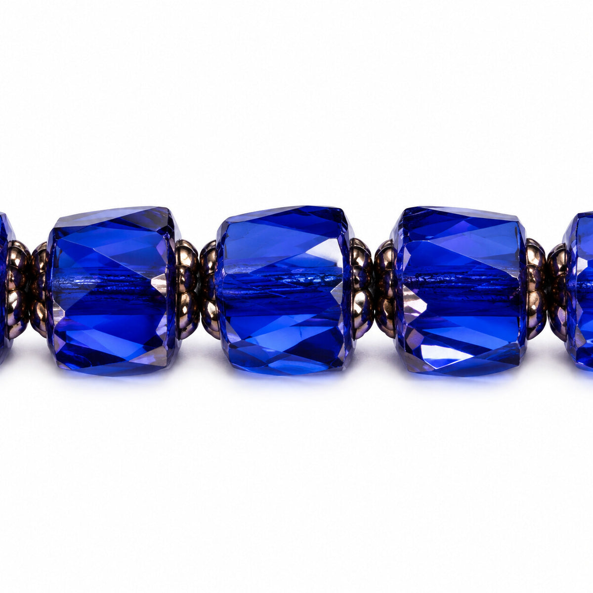 Cathedral Faceted Fire Polished Beads, Transparent Blue Bronze (30070-14415), Glass, Czech Republic
