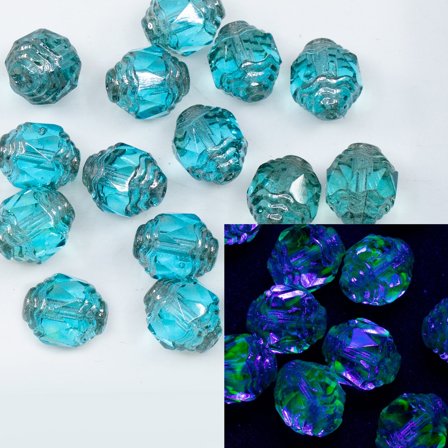 OUTLET 10 grams Special Cut Faceted Fire Polished Beads, 10 x 8 mm, 57601 Platin (57601-13702), Glass, Czech Republic