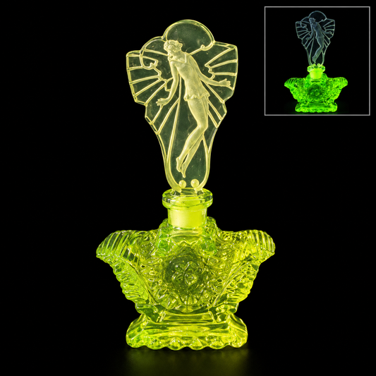 Uranium Vintage Bohemia Glass Perfume Bottle, Czech Republic, OUTLET