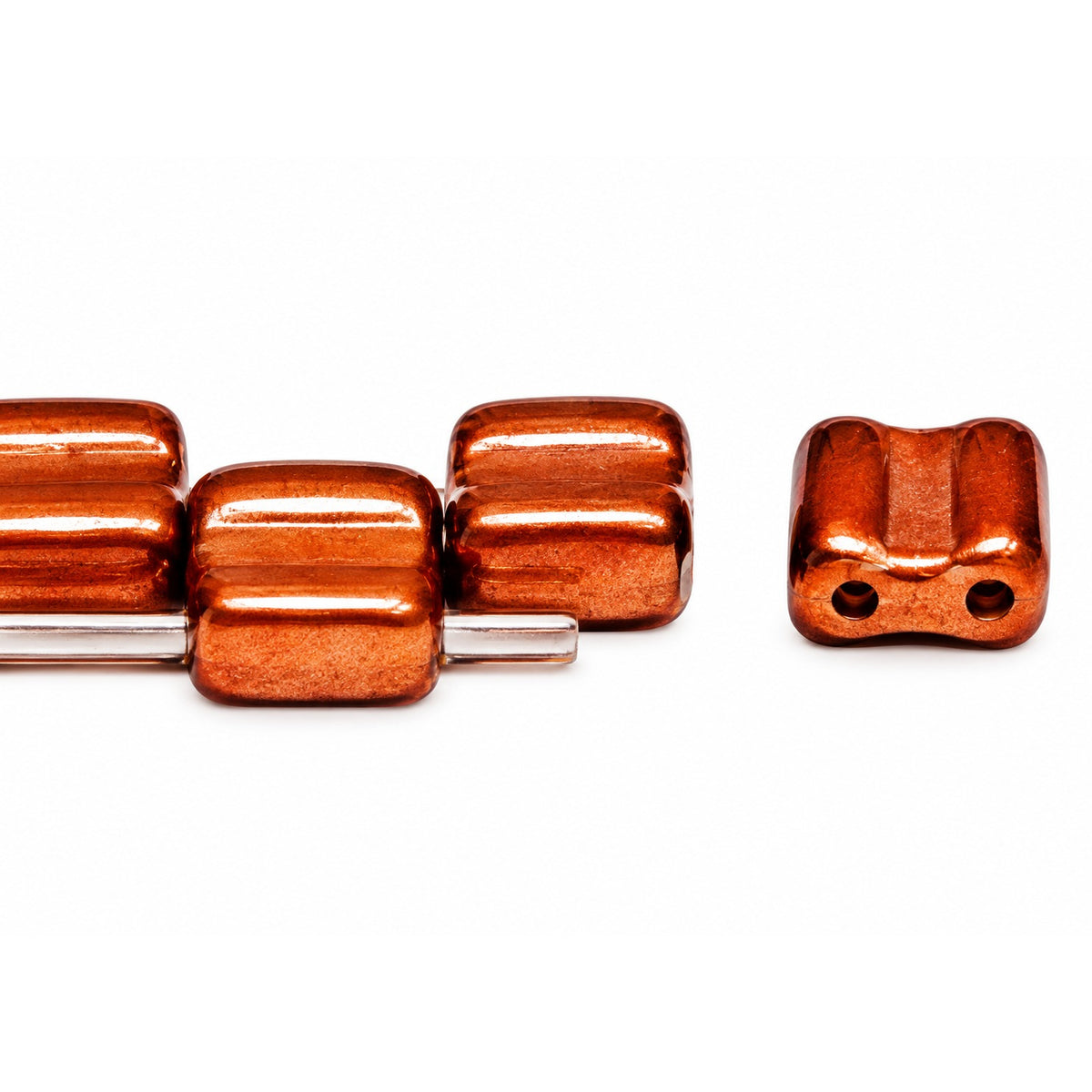 Silky 2-Hole Square Beads, Crystal Copper (00030-01780), Glass, Czech Republic