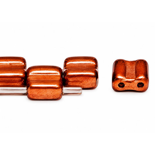 Silky 2-Hole Square Beads, Crystal Copper (00030-01780), Glass, Czech Republic