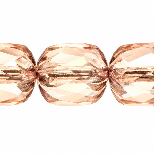 Faceted Fire Polished Beads Special Cut, Transparent Pink Platin (70110-13702), Glass, Czech Republic