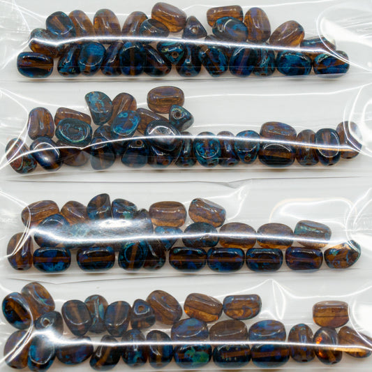 OUTLET 10 克 3 面椭圆形珠子，9 x 7 毫米，透明棕色石灰华 (10230-86800)，玻璃，捷克共和国