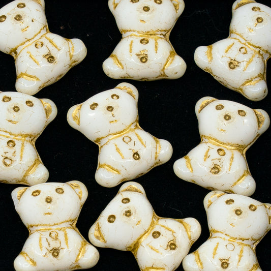 OUTLET 50g Cute Bear Beads, 20 x 9 mm, White Gold Lined (02010-54302), Glass, Czech Republic