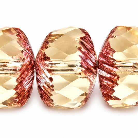 Faceted Special Rondelle Beads Fire Polished, Transparent Yellow Bronze (80000-14415), Glass, Czech Republic