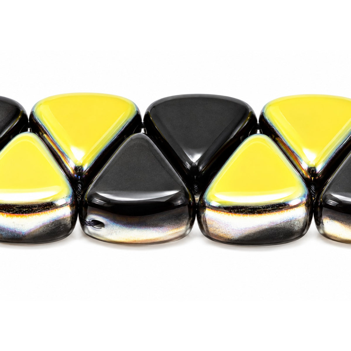 Top Hole Triange Beads, Black Crystal Vitrail Medium Coating (23980-28101), Glass, Czech Republic