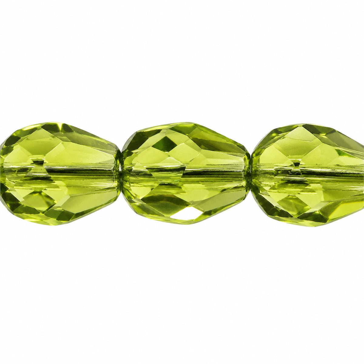 Faceted Fire Polished Beads Special Cut, Transparent Green (50230), Glass, Czech Republic