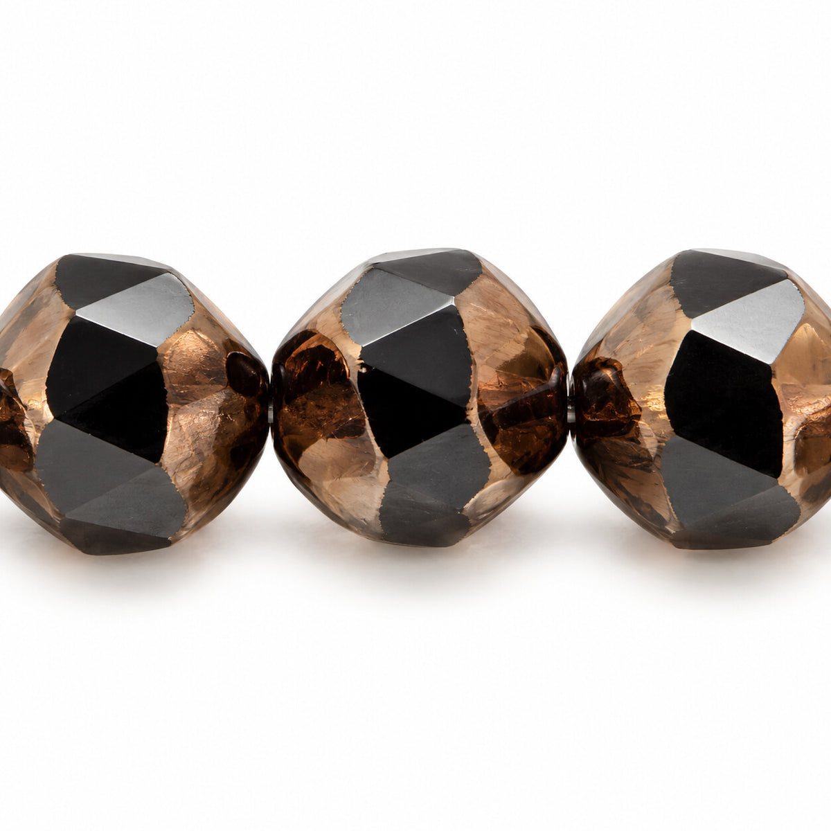 Special Cut Faceted Fire Polished Beads. Smashed, Black Bronze (23980-14415), Glass, Czech Republic