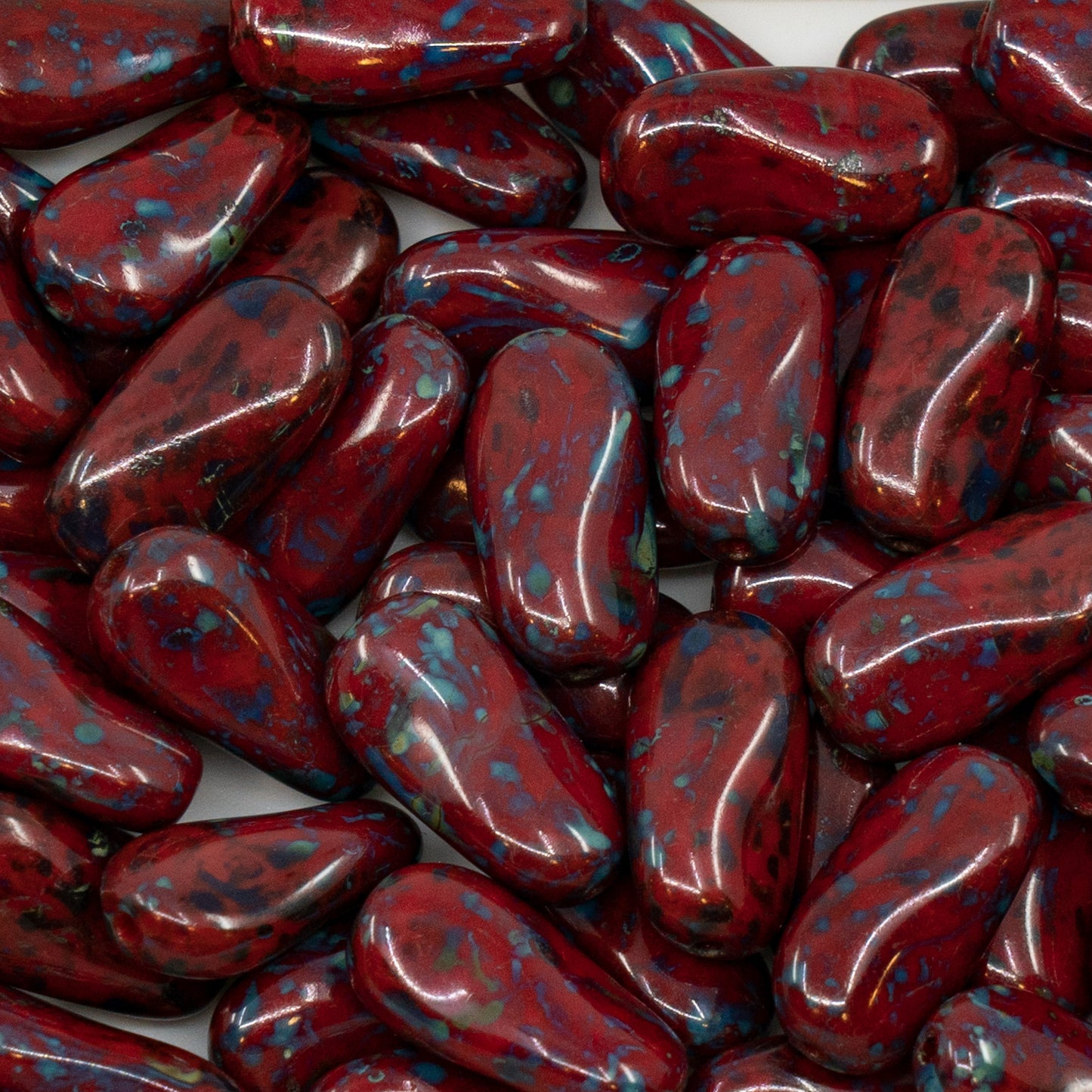 OUTLET 250g Shaped Pressed Beads, 17 x 9 mm, Opaque Red Travertin (93200-86800), Glass, Czech Republic
