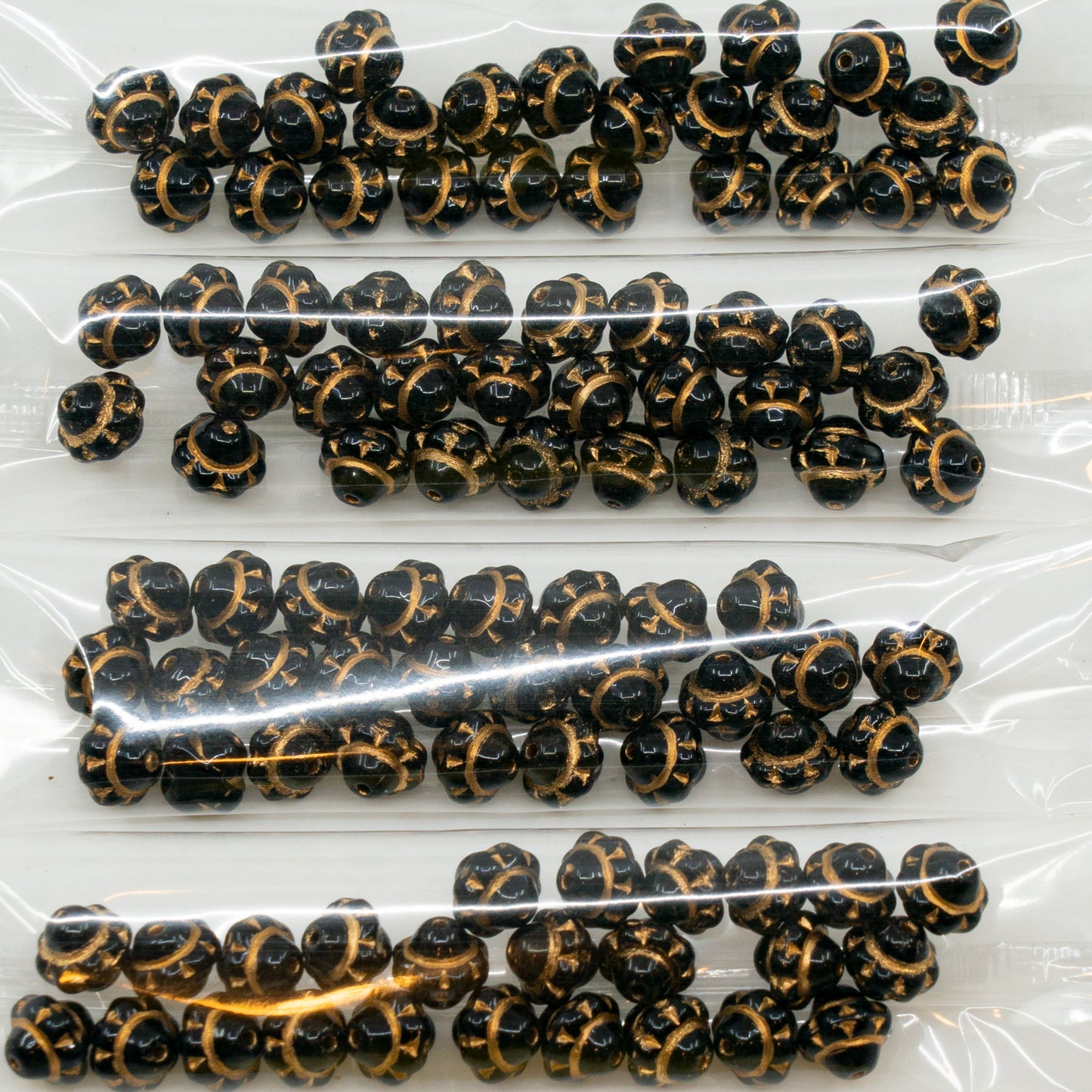 OUTLET 10克压制珠，黑色镀金（23980-54302），玻璃，捷克共和国