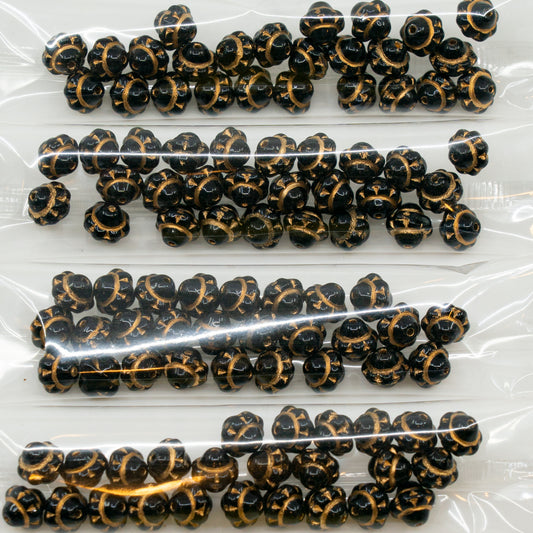 OUTLET 10克压制珠，黑色镀金（23980-54302），玻璃，捷克共和国