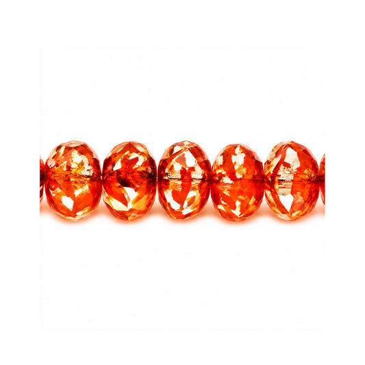 Rondelle Faceted Fire Polish Beads, Crystal Red Lined Stain With Luster Red (96018-65491), Glass, Czech Republic