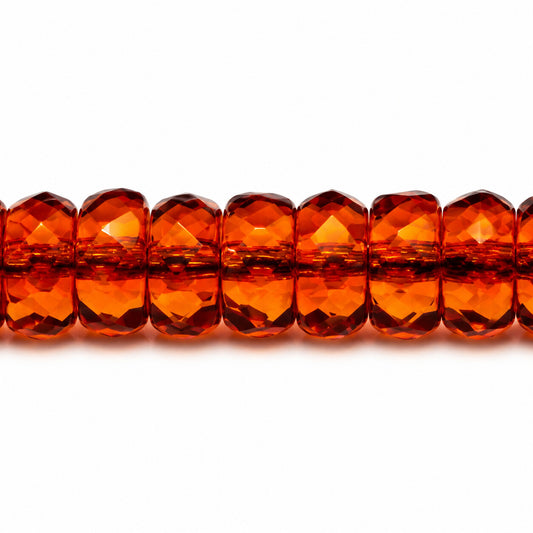 Faceted Special Cut Beads Rondelle, Transparent Orange (10080), Glass, Czech Republic
