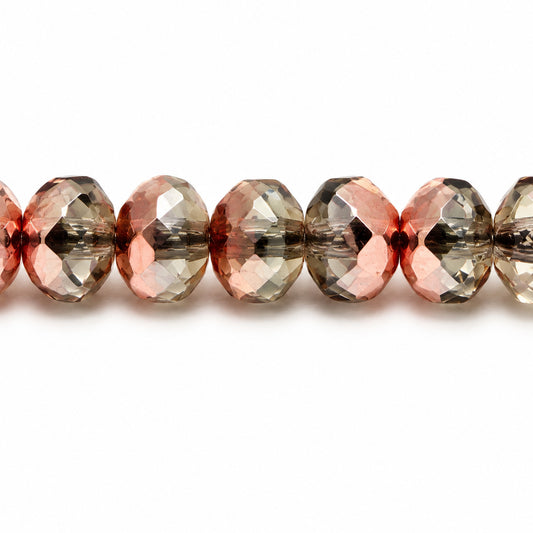 Special Cut Faceted Fire Polished Beads, Gray Rose Gold Capri (40000-27101), Glass, Czech Republic