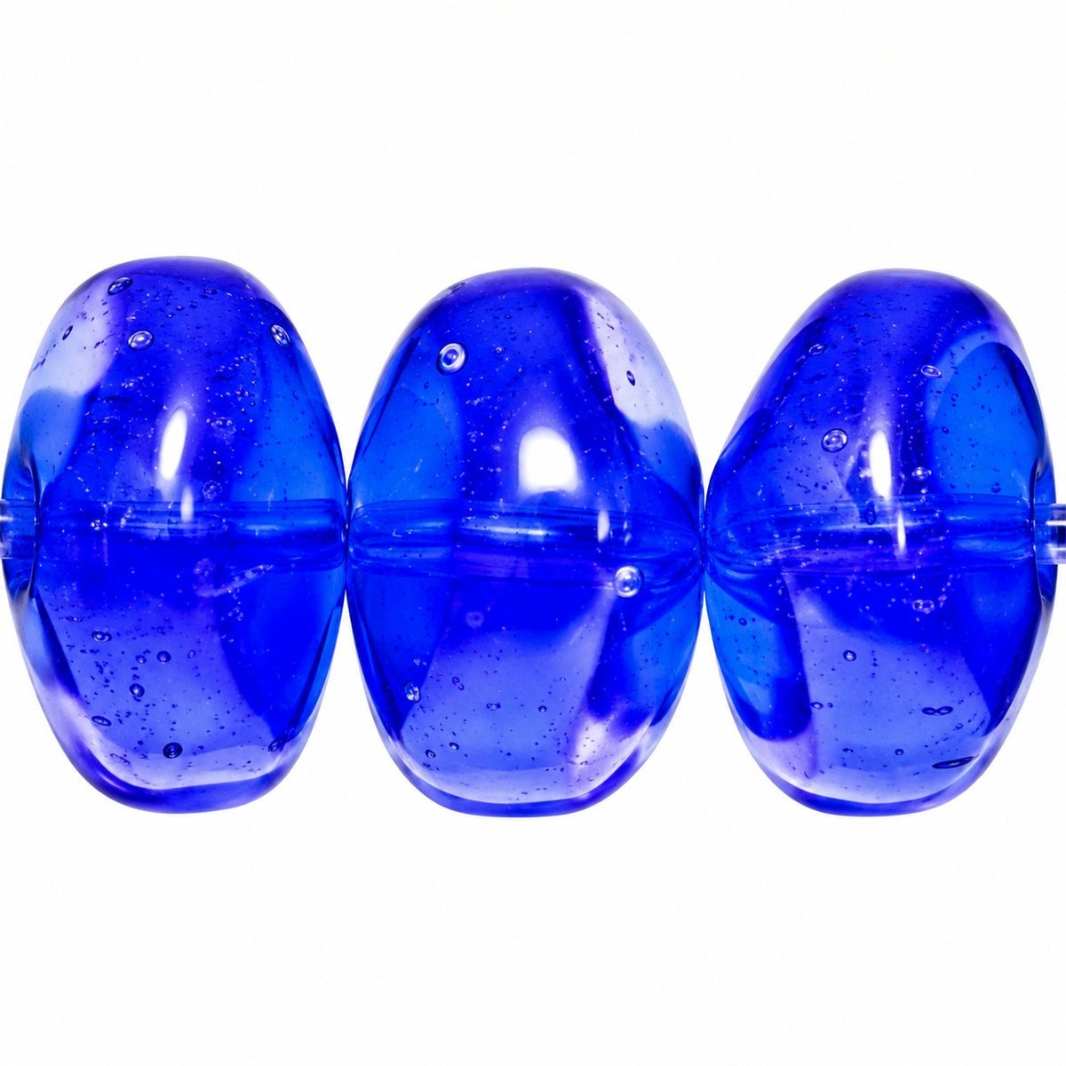 Pressed Rondelle Beads, Transparent Blue (30060), Glass, Czech Republic