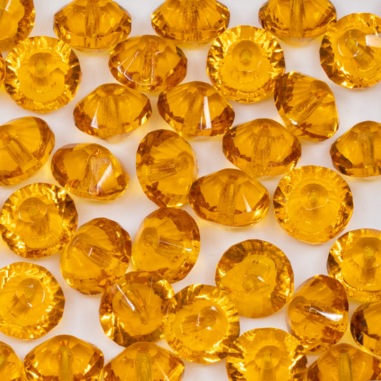 OUTLET 10 grams Special Cut Faceted Fire Polished Beads, 7 x 11 mm, Transparent Orange (10060), Glass, Czech Republic
