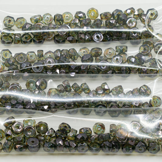 OUTLET 10 grams Flower Beads, 3 x 6 mm, Crystal Stain With Luster Blue (00030-65431), Glass, Czech Republic