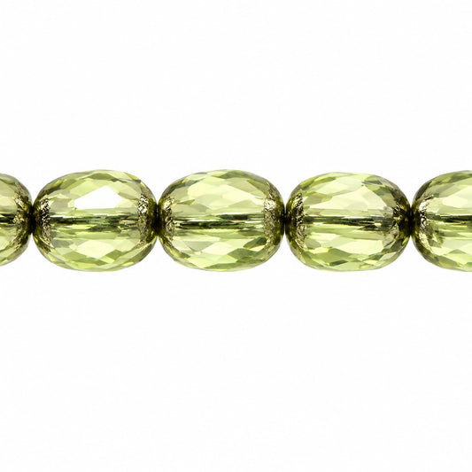 Faceted Fire Polished Beads Special Cut, Transparent Green Platin (50400-13702), Glass, Czech Republic