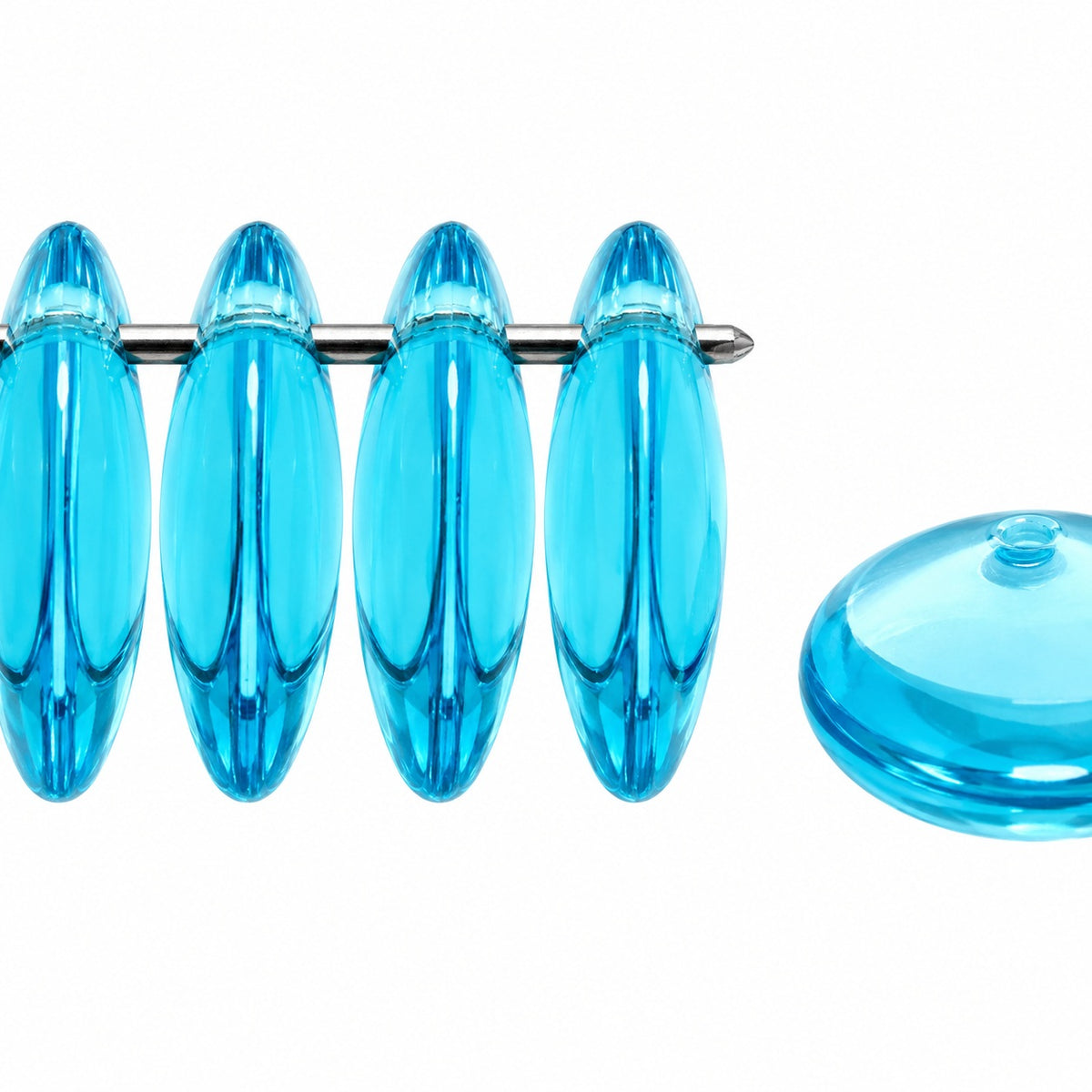 Lentil Round Beads, Transparent Aqua (60010), Glass, Czech Republic