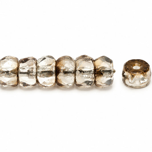 Faceted Special Cut Beads Rondelle, Crystal Crystal Bronze Capri (00030-22601), Glass, Czech Republic