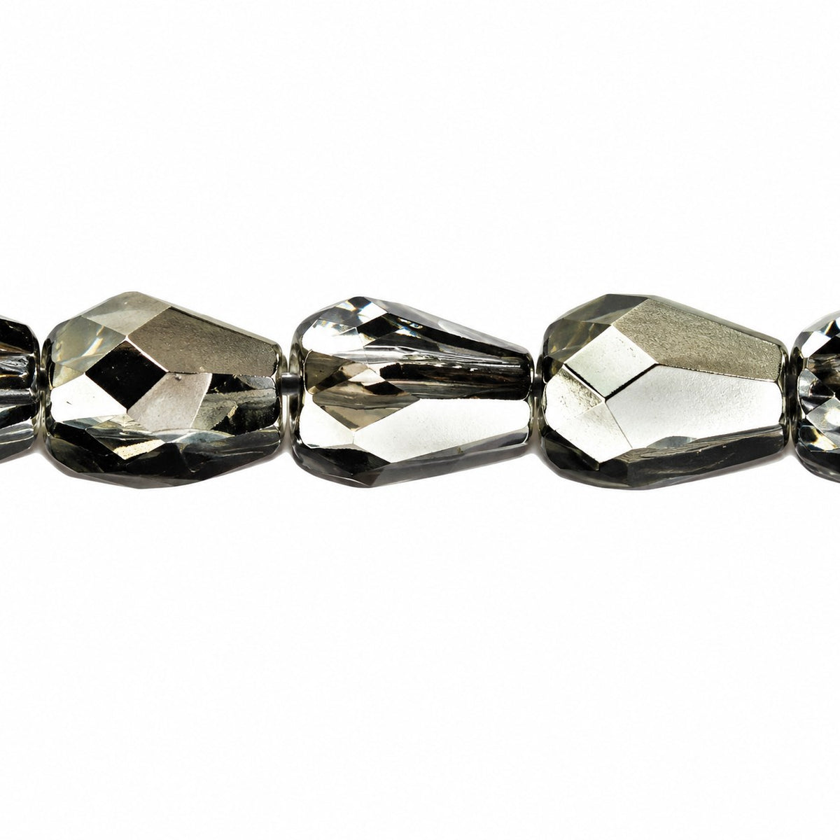Faceted Fire Polished Beads Special Cut, Crystal Crystal Silver Half Coating (00030-27001), Glass, Czech Republic