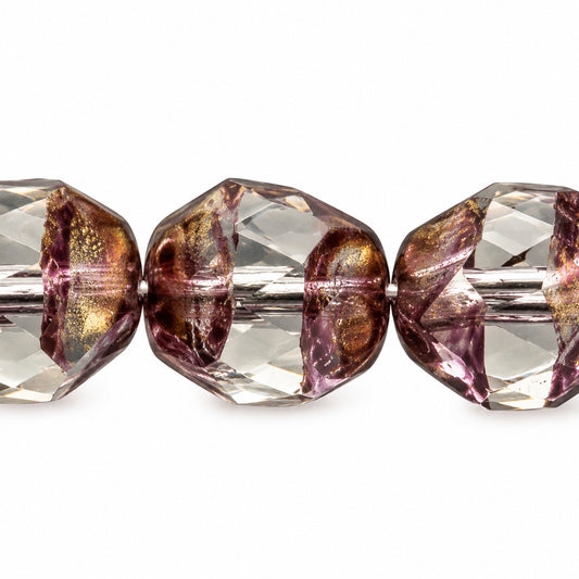 Special Cut Faceted Fire Polished Beads. Smashed, Crystal Terracotta Violet (00030-15496), Glass, Czech Republic