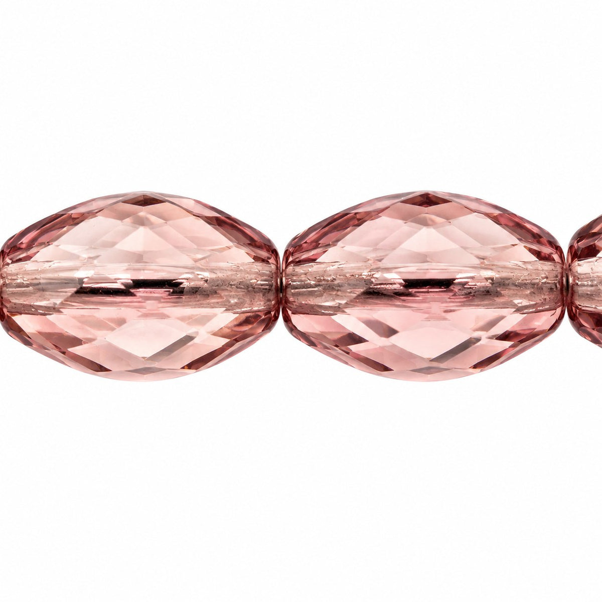 Oval Faceted Beads, Transparent Light Amethyst (20020), Glass, Czech Republic
