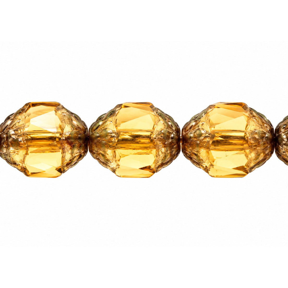 Special Cut Faceted Fire Polished Beads, Transparent Orange Platin (10060-13702), Glass, Czech Republic