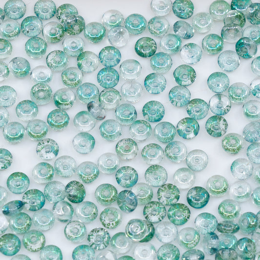 OUTLET 250g/50g Space Disk Beads, 4 x 4 mm, Crystal Light Green (00030-14257), Glass, Czech Republic