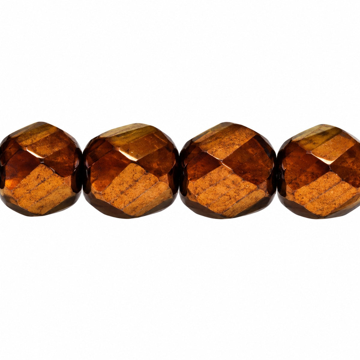 Shutter Cut Faceted Fire Polish Beads, Crystal Brass (00030-90215), Glass, Czech Republic
