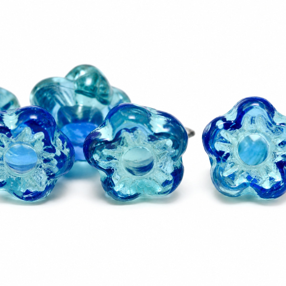 Forget Me Not Beads, T0530 Light Blue Lined (t0530-54308), Glass, Czech Republic