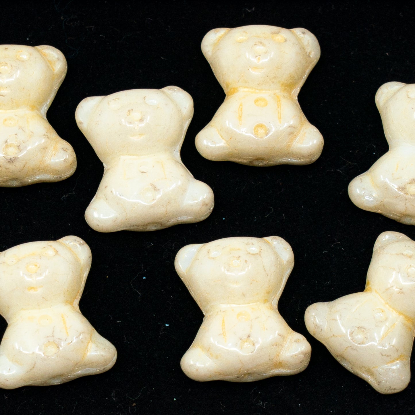 OUTLET 250 grams Cute Bear Beads, 20 x 9 mm, White Luster Yellow Full Coated (02010-14483), Glass, Czech Republic