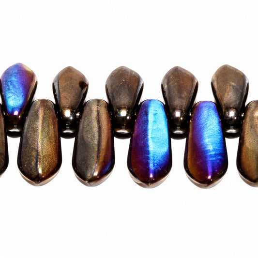 Dagger Beads, Black 22201 (23980-22201), Glass, Czech Republic