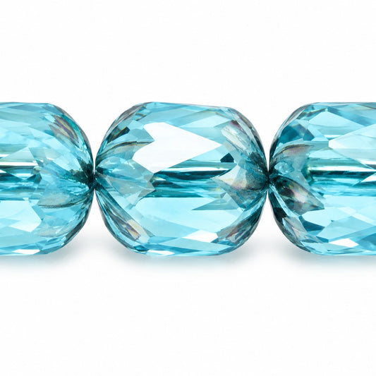 Faceted Fire Polished Beads Special Cut, Transparent Aqua Platin (60020-13702), Glass, Czech Republic