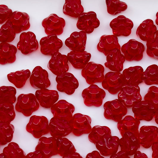 OUTLET 250g/50g Flower-Shaped Pressed Beads, 6 x 7 mm, Ruby Red (90080), Glass, Czech Republic